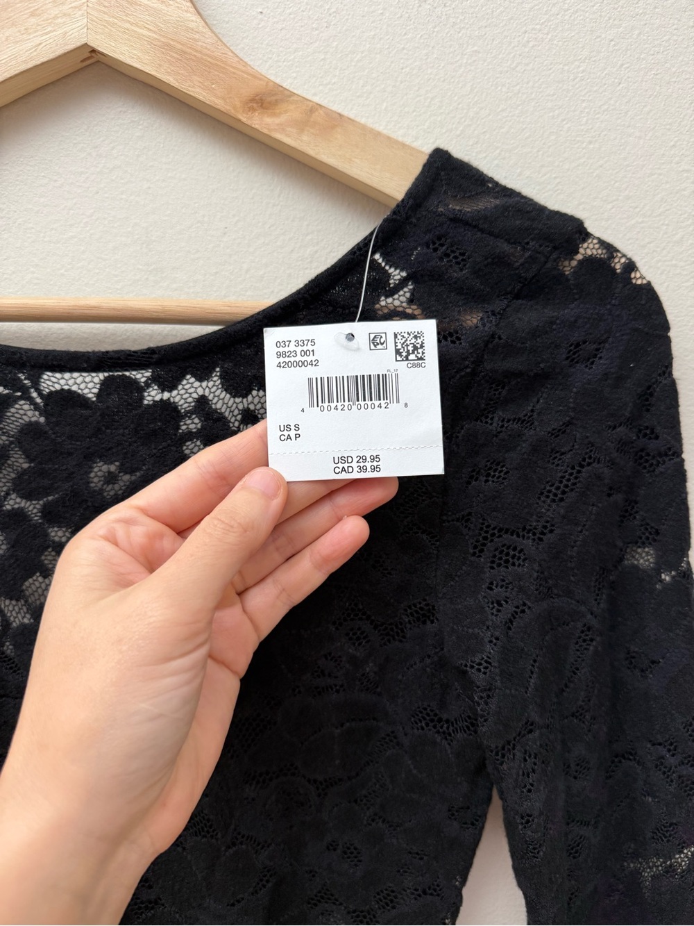 American Eagle Outfitters Black Lace Long-Sleeve Bodysuit - Picture 3 of 10